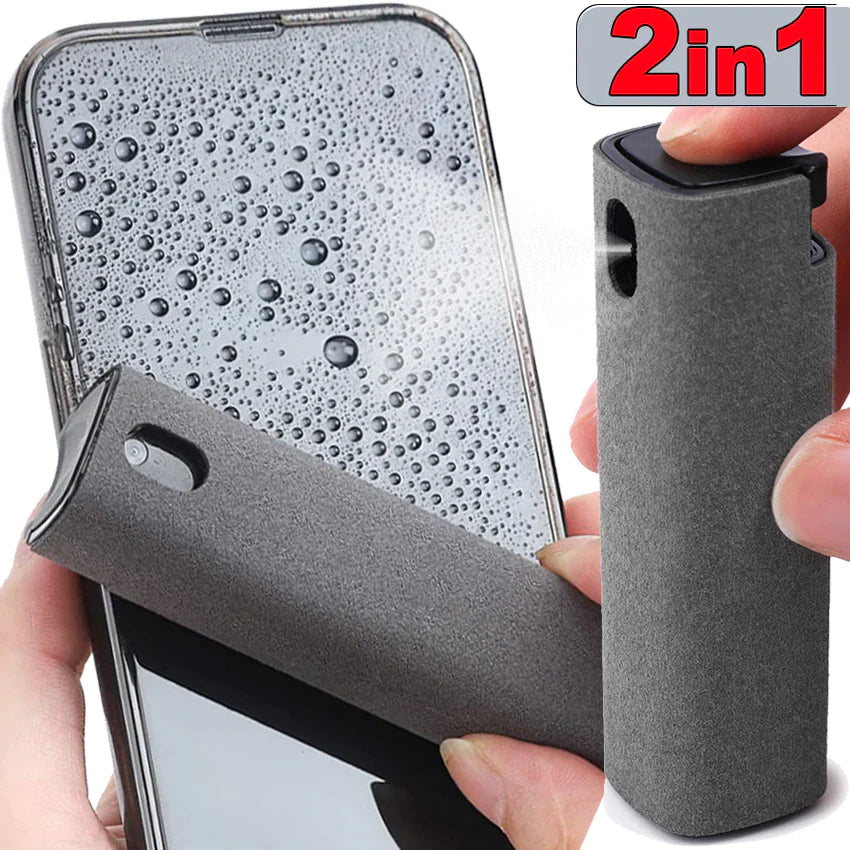 2In1 Microfiber Screen Cleaner Spray Bottle Set Mobile Phone Ipad Computer Microfiber Cloth Wipe Iphone Cleaning Glasses Wipes